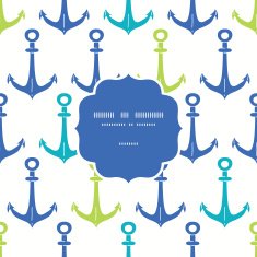 Anchors blue and green frame seamless pattern background