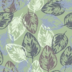 Seamless texture of leaves on light green background