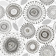 Monochrome seamless pattern of abstract flowers N6