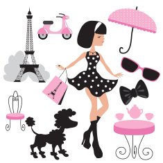 Girl in Paris vector illustration N2