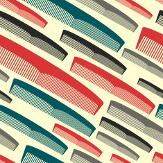 Hair comb seamless pattern in vintage colors