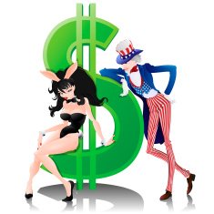Uncle Sam Bunny Girl and Dollar