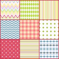 Set of nine colorful seamless patterns