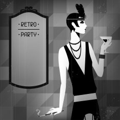 Retro party background with beautiful girl of 1920s style N4