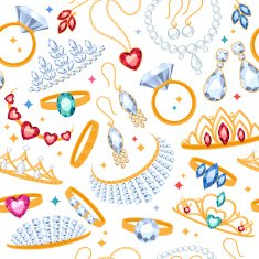 Jewelry items seamless white background