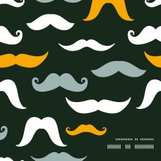 Fun silhouette mustaches frame corner pattern background N2