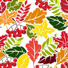 Autumn leaves seamless pattern Flat style N3