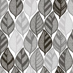 Seamless monochrome pattern with striped abstract leaves N8