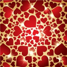 Red hearts background with glowing stars N3