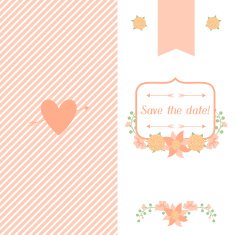 Wedding invitation card with pretty stylized flowers N5