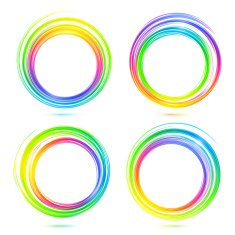 Rainbow vector abstract circle frames set