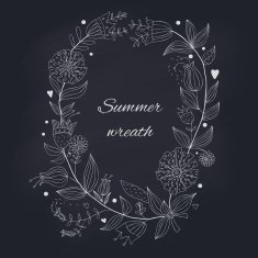 Summer wreath on a blackboard