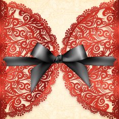 Red ornate lace vector greeting card template