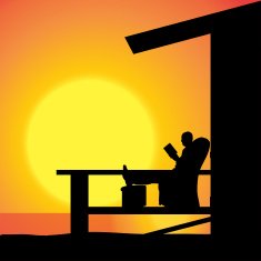 Vector silhouette old man N2
