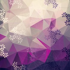 Lilac geometric pattern with laconic flowers