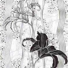 Monochrome seamless pattern with lilies N2