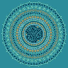 Paisley circle composition Vector Oriental motif in cool colors
