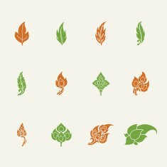 Thai Motifs Leafs Icons - Color Series