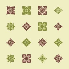 Thai Motifs Flowers Icons Set 3 - Color Series