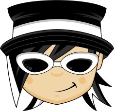Mod Girl in Hat and Sunglasses