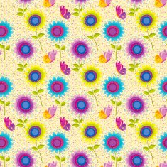 Floral Pattern with Butterflies (Sunflowers)