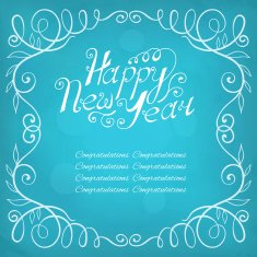 Happy New Year hand lettering Calligraphic frame