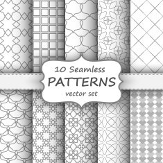 Seamless geometric patterns set Grey and white texture for your
