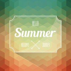 hello summer label on geometry background