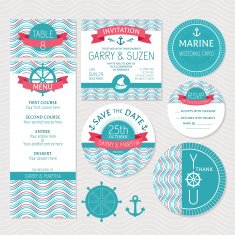 Set of marine wedding cards N3