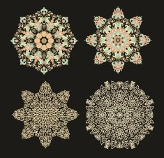 Set of decorative rosettes-stars in arabic style N5