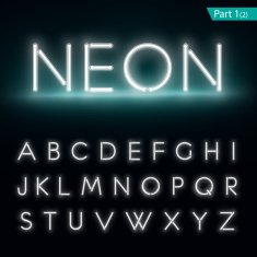 Neon alphabet Glowing font Vector format part 1