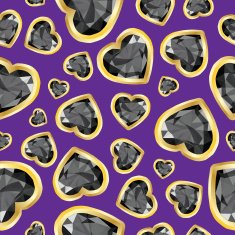 Precious stones of heart shapes Seamless vector pattern N3