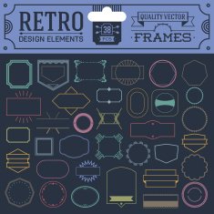 Retro design elements hipster style frames color set