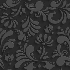 Vector Black 3d Floral Seamless Pattern N2
