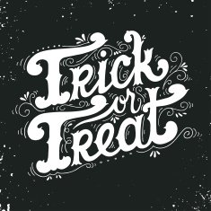 Trick or treat Halloween poster with hand lettering N8