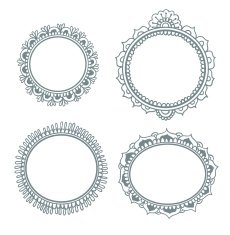Vector set with abstract floral frames in indian style
