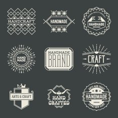 Retro design insignias logotypes set 16 Vector vintage elements
