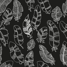 Vector seamless pattern of feathers on a dark background