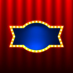 retro banners on the red curtain background N2