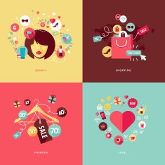 Set of flat design concept icons for beauty and shopping N2