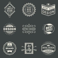 Retro design insignias logotypes set 5 Vector vintage elements