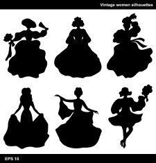 Vintage women vector silhouettes free image download