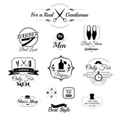 Set of vintage barber shop logo badges and design element N2