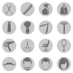 Vector Set of Barber Shop Icons N19