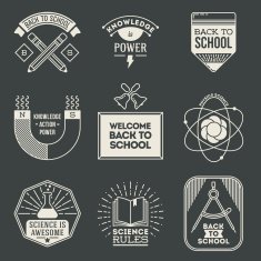 Retro design insignias logotypes school and science set
