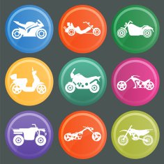 Set of nine motorbikes icons N2