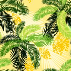 Vector illustration Seamless color palm leaves and fruit pattern N5