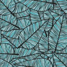 Doodling hand drawn seamless background with colorful feathers N2