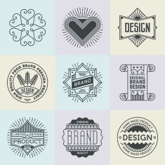 Assorted retro design insignias logotypes set 18 Vector vintage elements