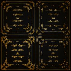 Vector set of gold decorative borders frame N26